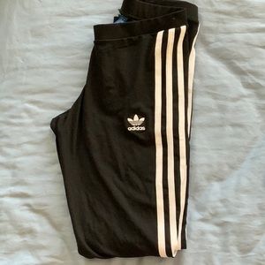 Adidas Fabric Black and White Stripe Leggings